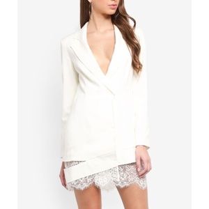 Peace & Love Lace Hem Blazer Mini Dress